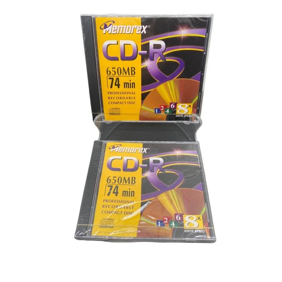 Memorex CD R Professional Recordable Lot of 2 650 MB 74 mins Sealed - Picture 6 of 7